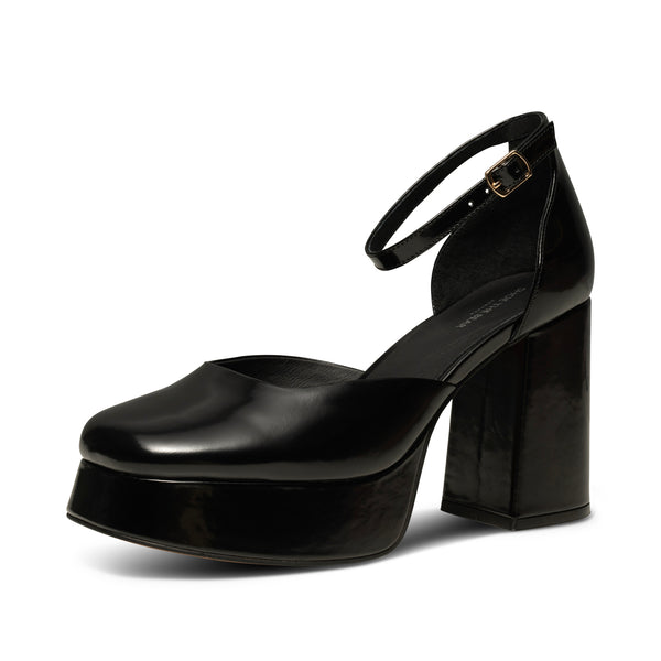 STB-PRISCILLA ANKLE STRAP LEATHER - Black High Shine