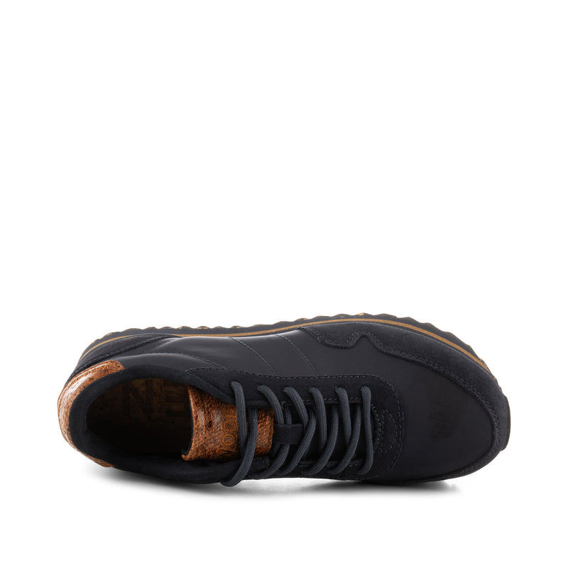 Nora III Leather Plateau - Dark Navy